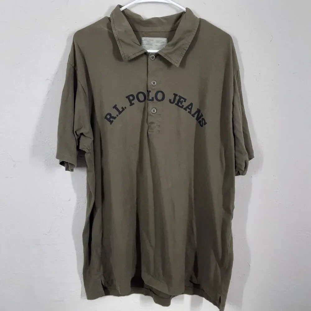 Ralph Lauren Adult Mens L Green R.L. Polo Jeans Short Sleeve Polo Shirt